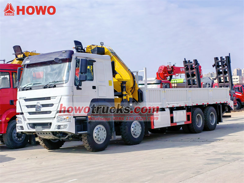 Howo 8x4 truck with 16T knuckle crane