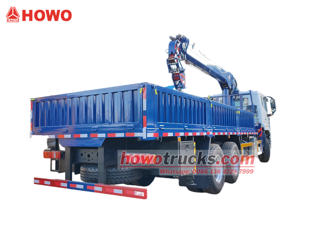 HOWO 6X4 cargo truck mounted XCMG 10tons boom crane