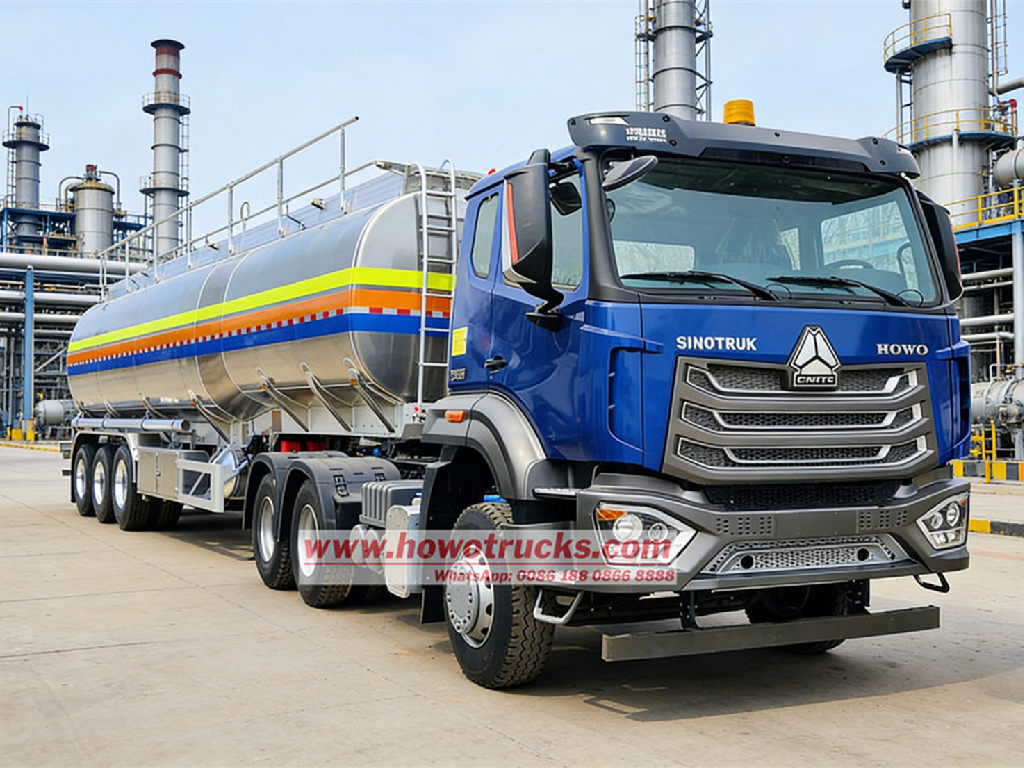 Howo NX tractor head with Aluminum alloy fuel tanker trailer