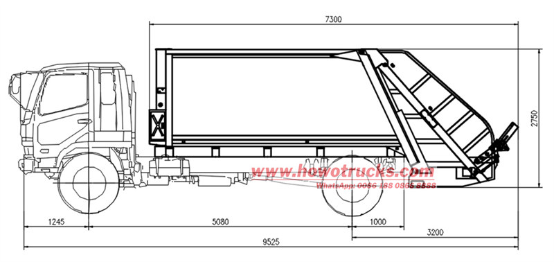 Refuse compactor body kit CAD drawing