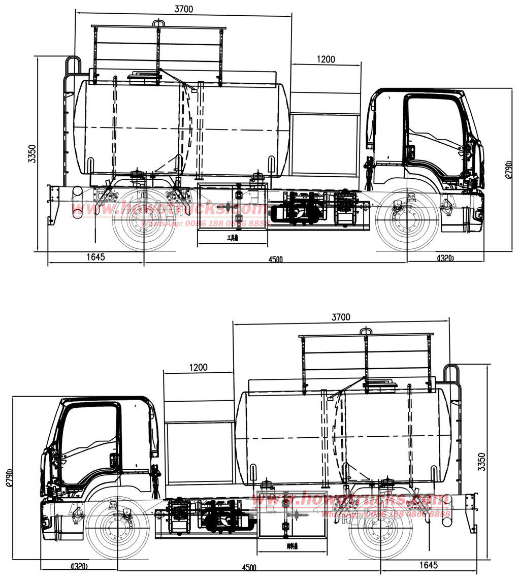 10000Liters aircraft refueling truck technical drawing