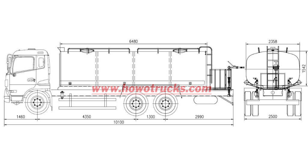HOWO 20000 liters water spraying truck drawing